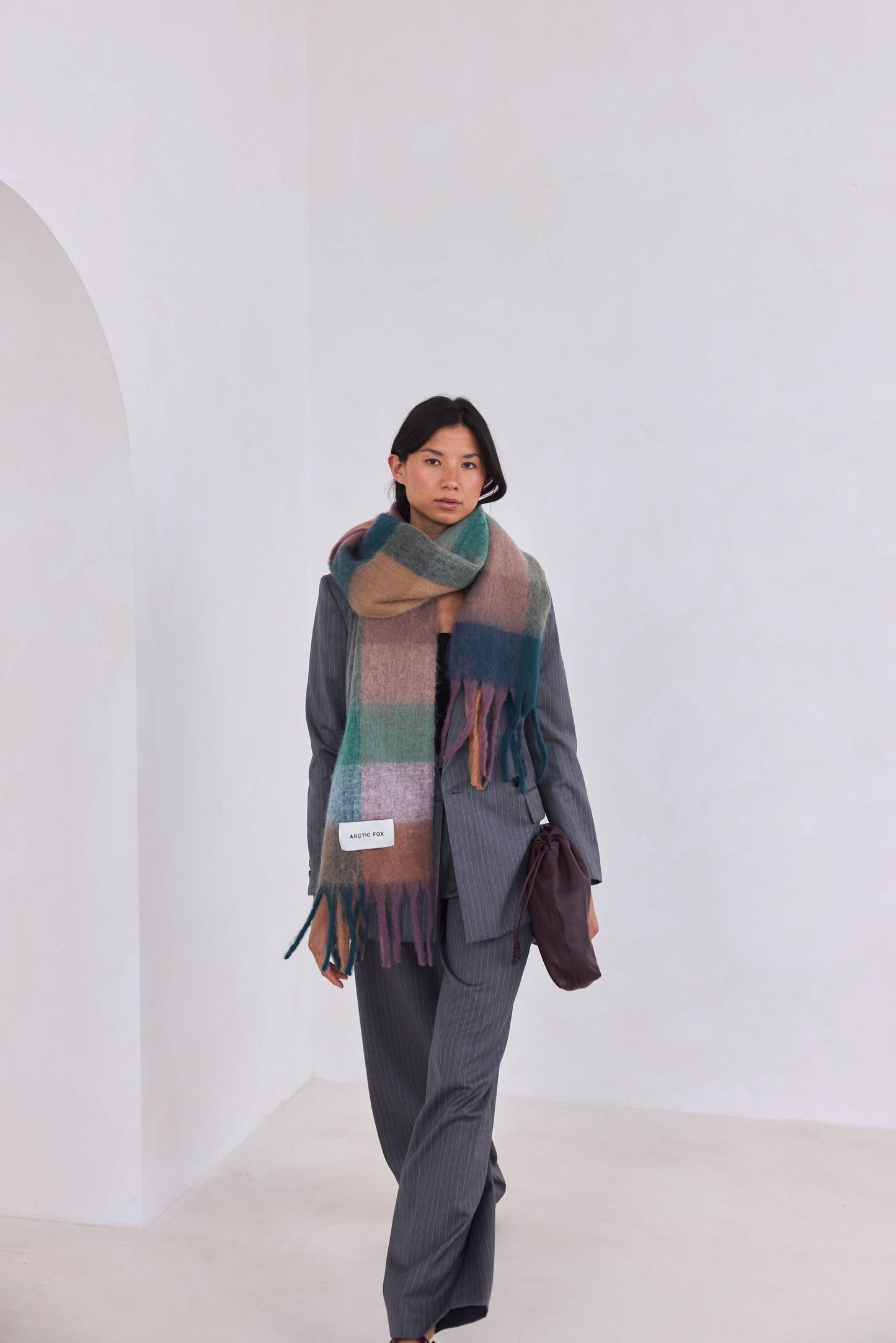 ARCTIC FOX The Reykjavik Scarf - 100% Recycled - Lilac Check - FW25