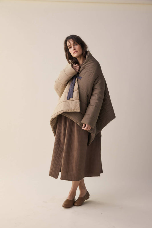 Blanket quilt jacket: Bronze/Grey / English / XS/S
