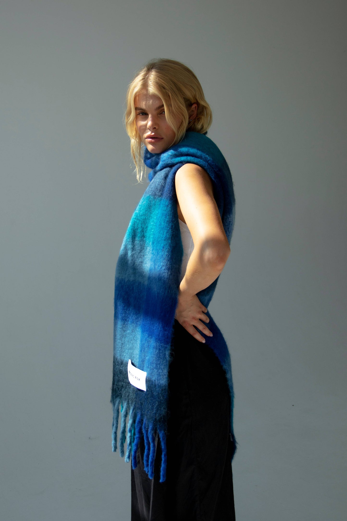 ARCTIC FOX The Reykjavik Scarf - 100% Recycled - Blue Check - FW25