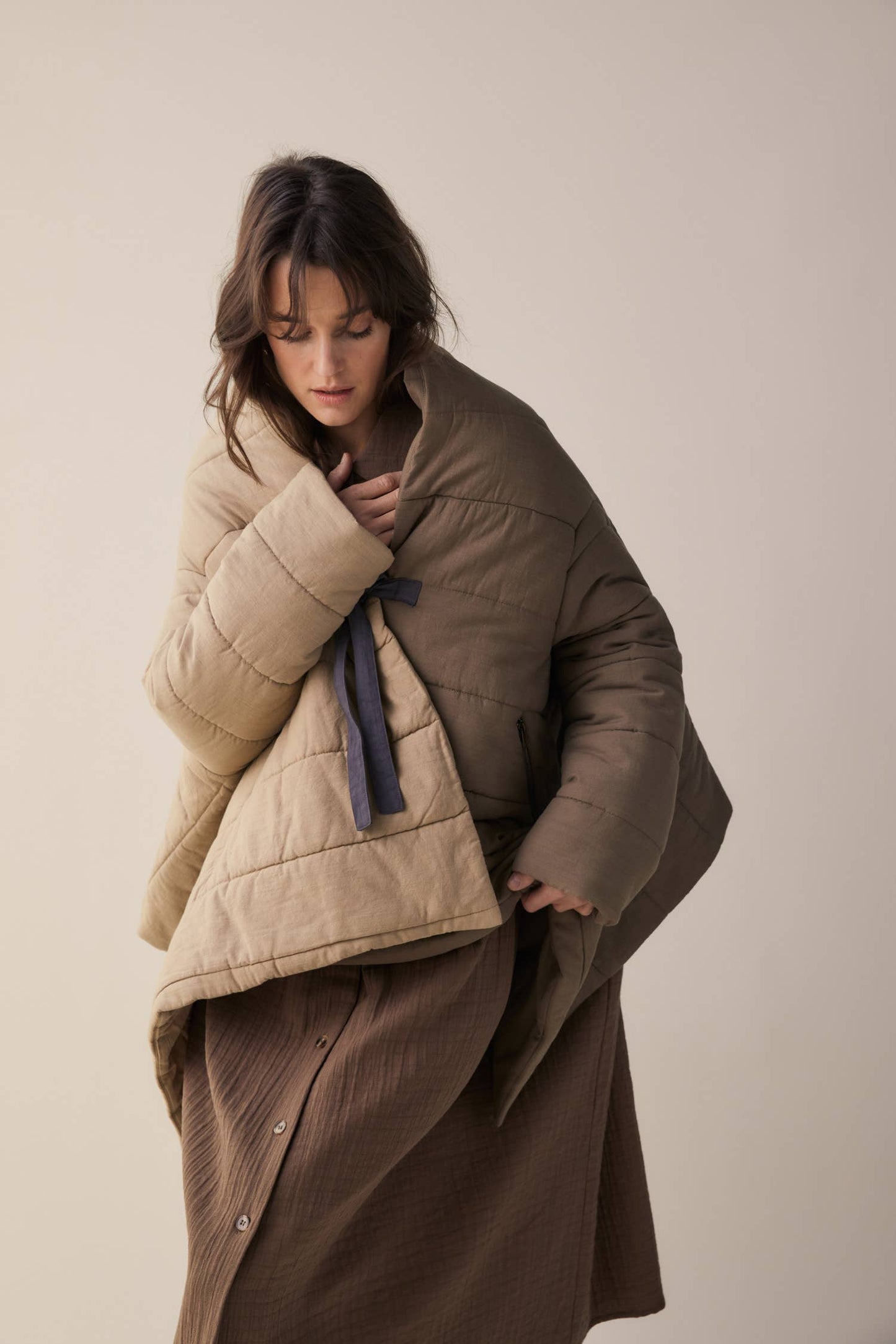 Blanket quilt jacket: Bronze/Grey / English / XS/S