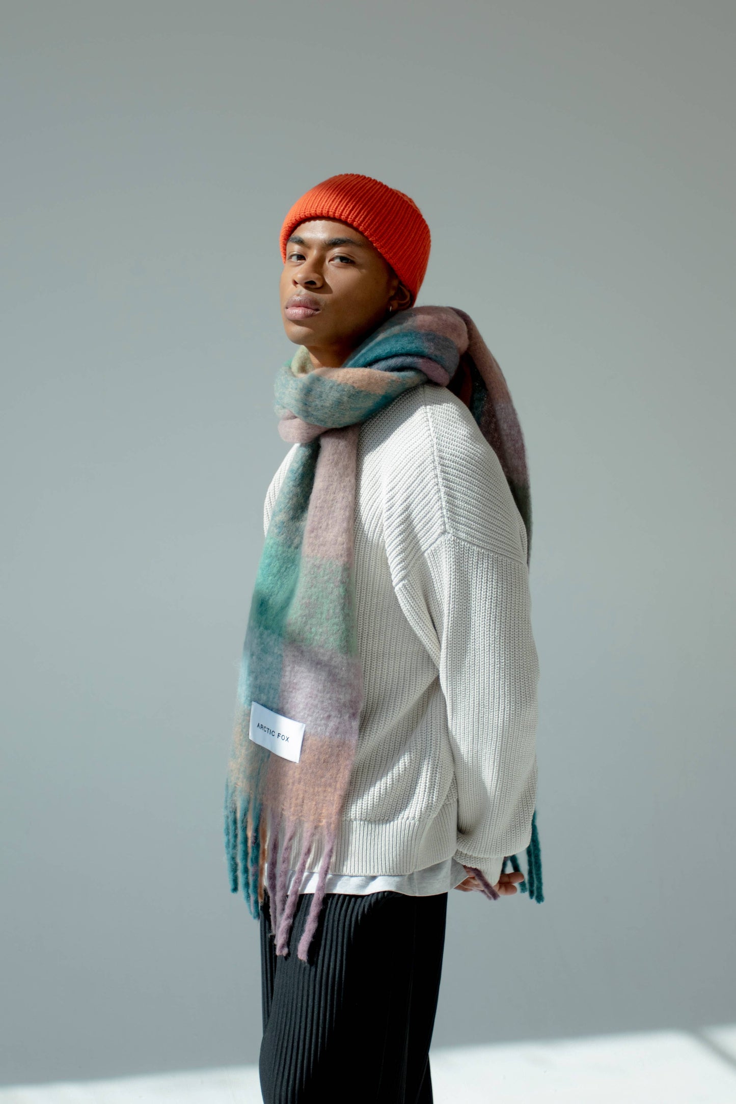 ARCTIC FOX The Reykjavik Scarf - 100% Recycled - Lilac Check - FW25