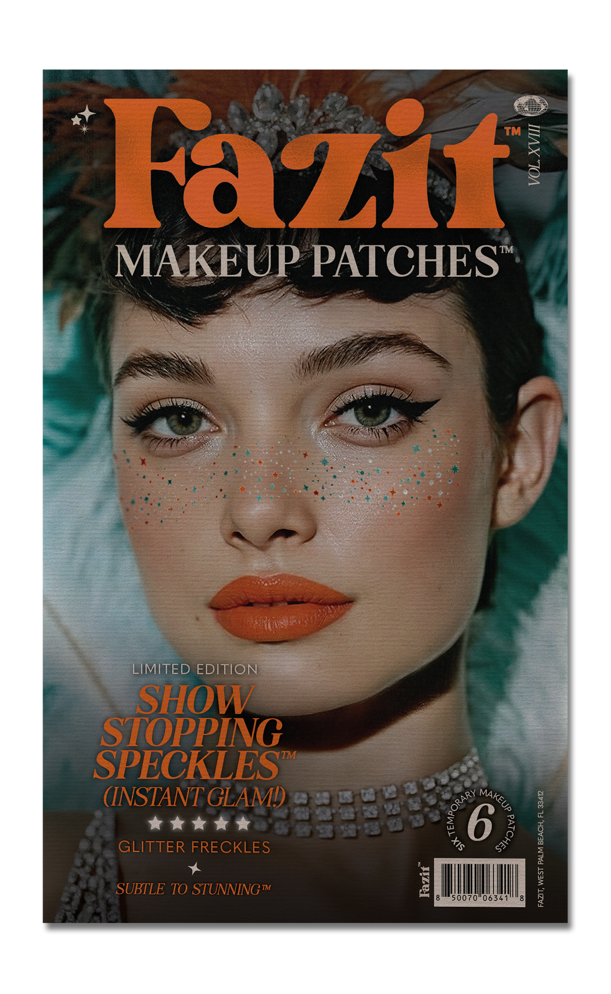 FAZIT Orange Blue Silver Glitter Halloween Makeup Tattoo