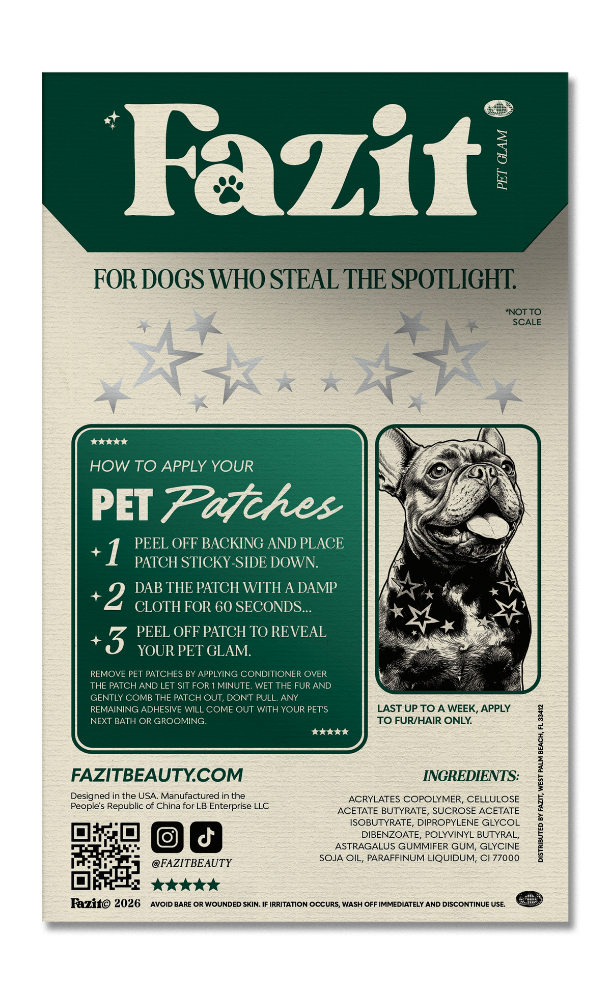 FAZIT Silver Star Speckles Pet Patches for Dogs