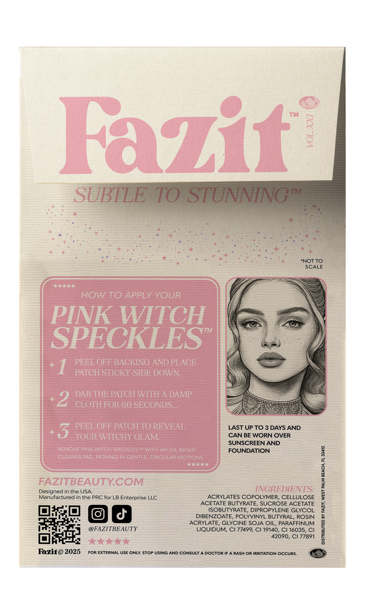 FAZIT Pink "Good" Witch Glitter Halloween Makeup Tattoo