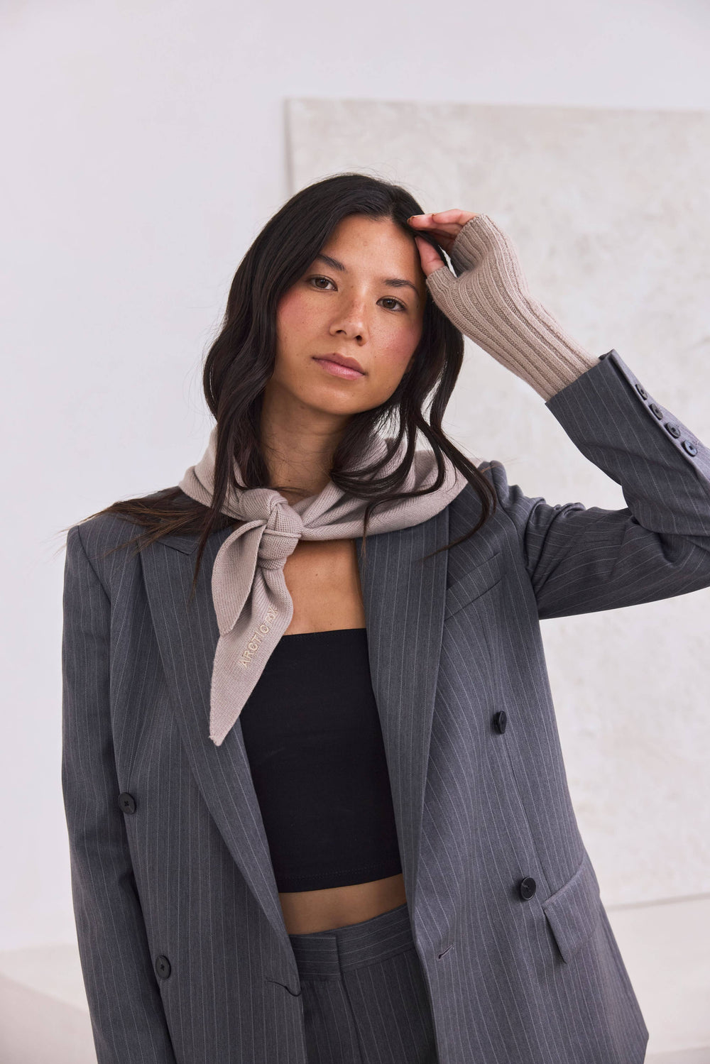 ARCTIC FOX Merino Wool Triangle Scarf - Soft Taupe - FW25
