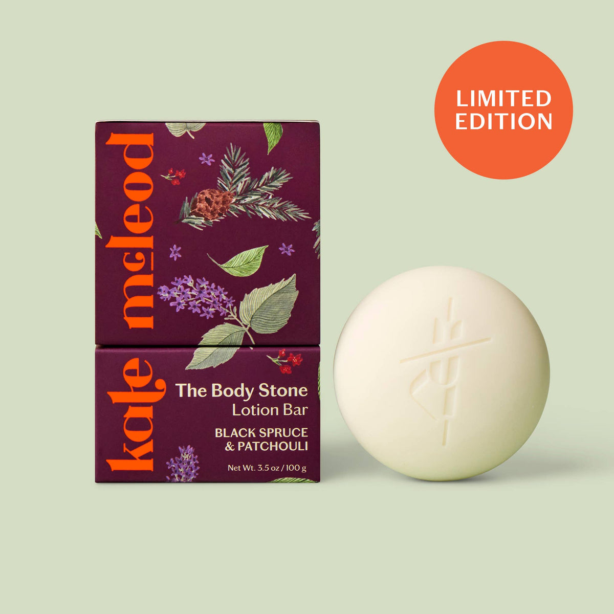 KATE MCLEOD Black Spruce & Patchouli | Deep Moisturizing Lotion Bar