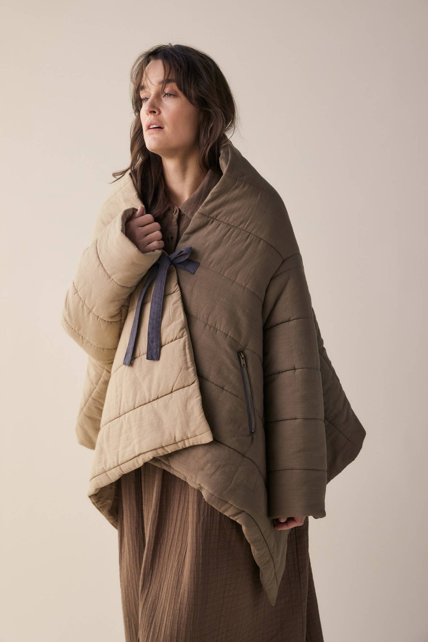 Blanket quilt jacket: Bronze/Grey / English / XS/S