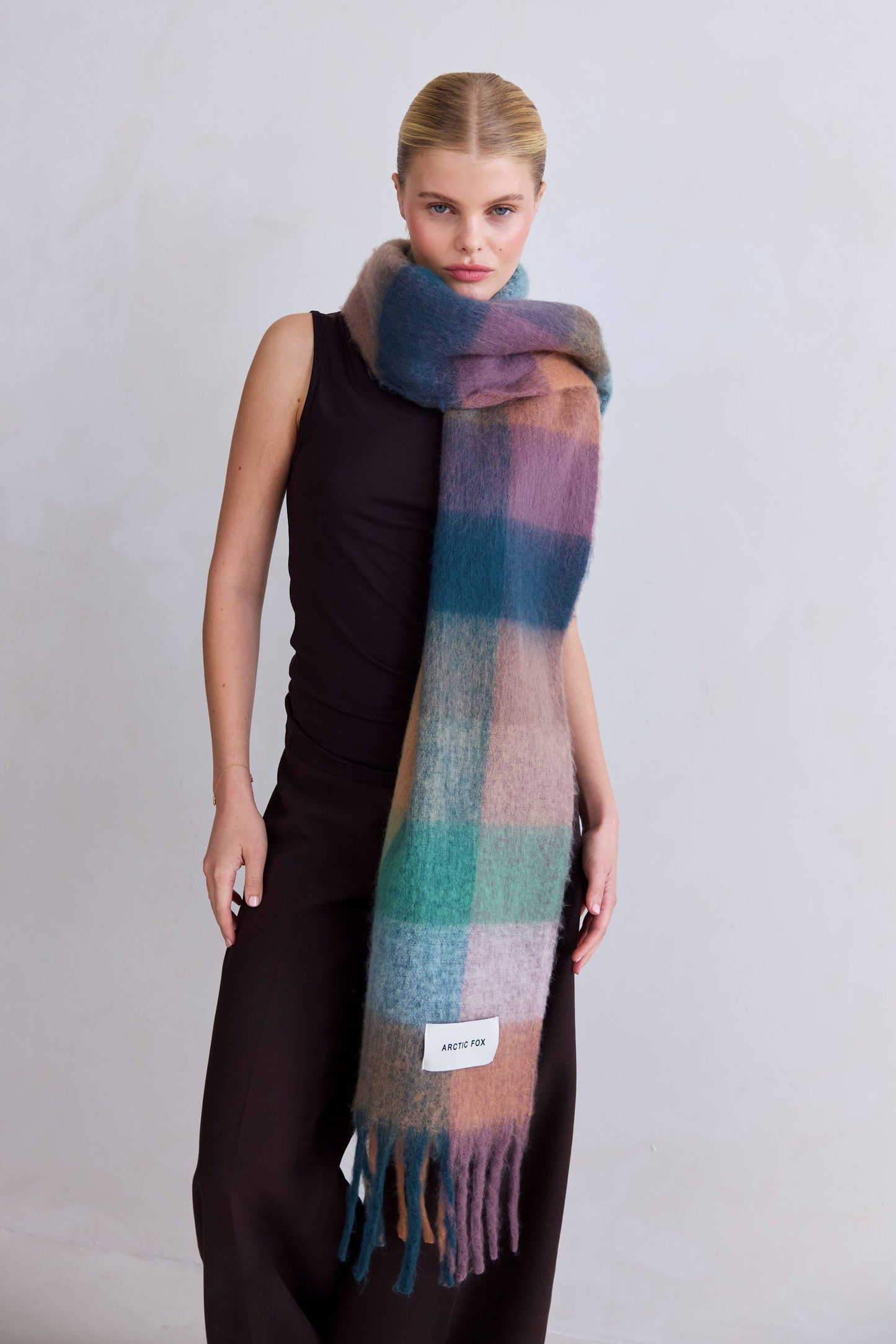ARCTIC FOX The Reykjavik Scarf - 100% Recycled - Lilac Check - FW25