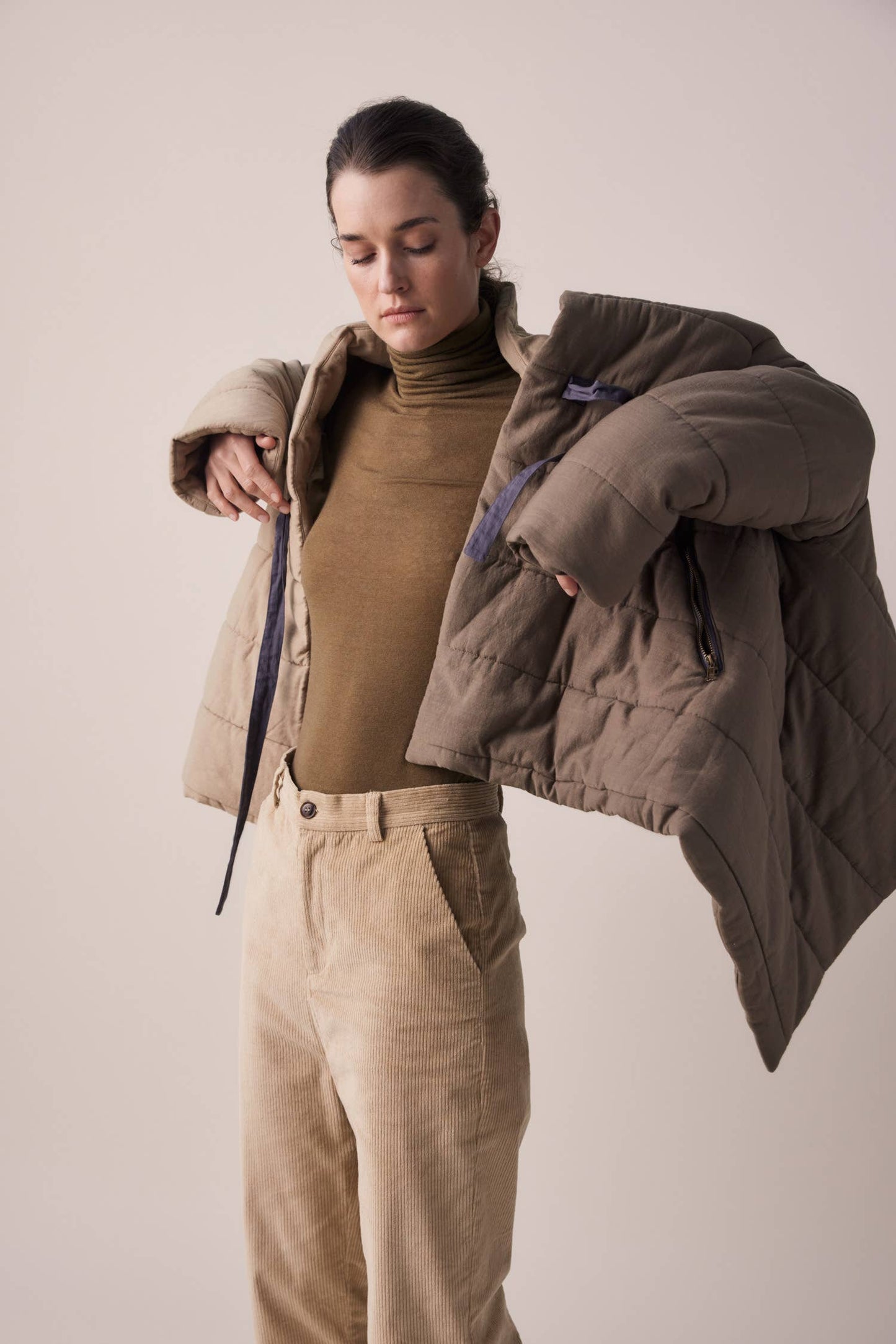 Blanket quilt jacket: Bronze/Grey / English / XS/S