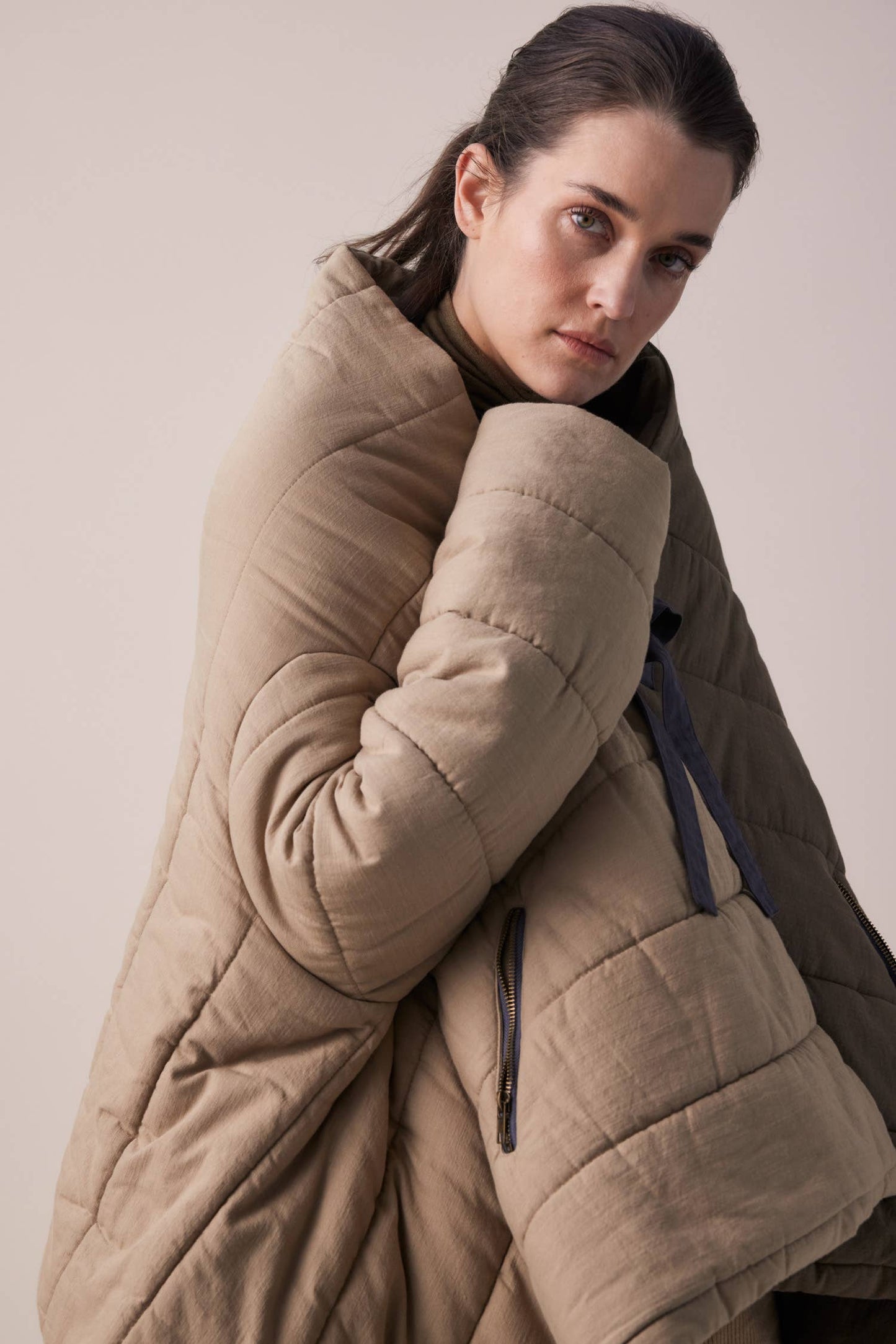 Blanket quilt jacket: Bronze/Grey / English / XS/S