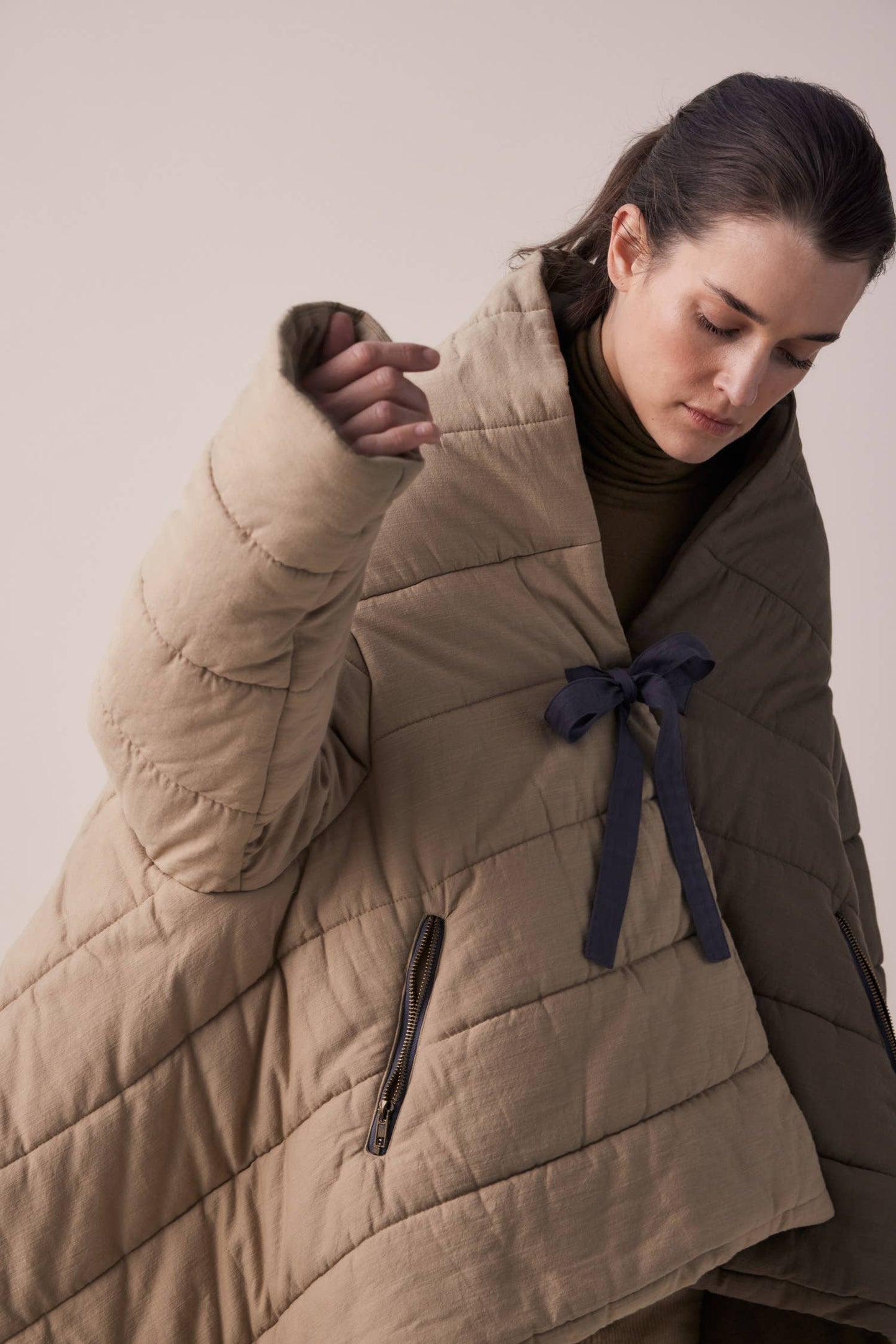 Blanket quilt jacket: Bronze/Grey / English / XS/S